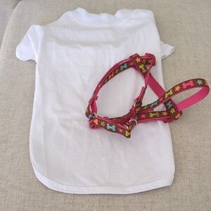 Colorful Bone Pattern Dog Harness And Shirt